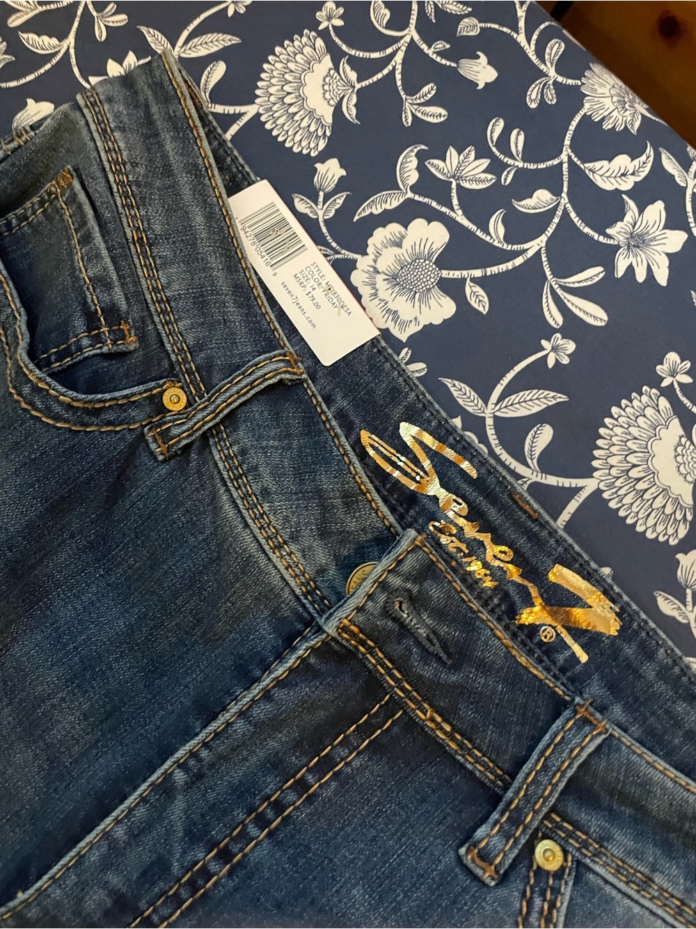 7 For All Mankind Women's Boot Cut Jeans in Dark Blue Denim